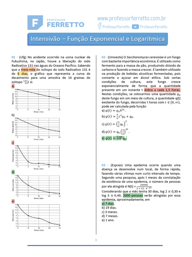 Funções Exponenciais e Logarítmicas | PDF