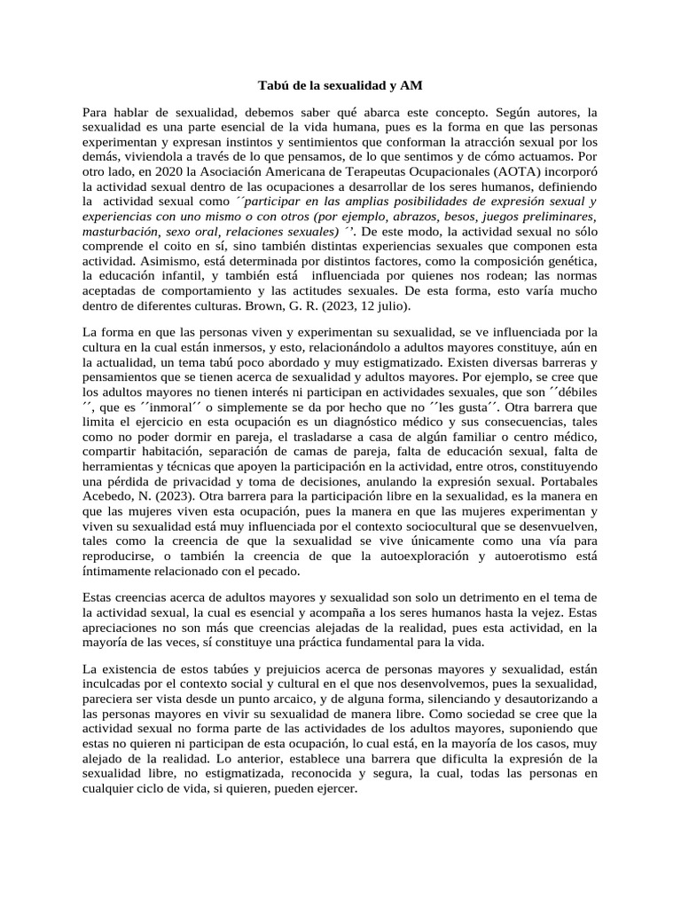 Sexualidad en adultos mayores: un tabú | PDF | La sexualidad humana | Vejez
