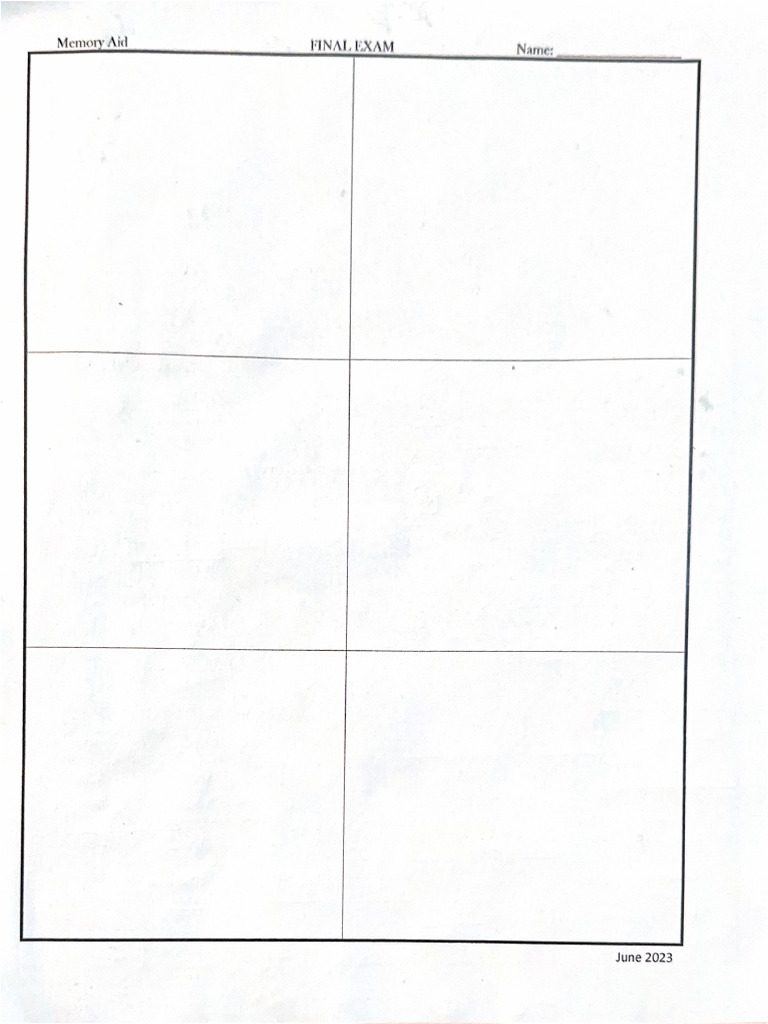 Memory Aid Blank | PDF