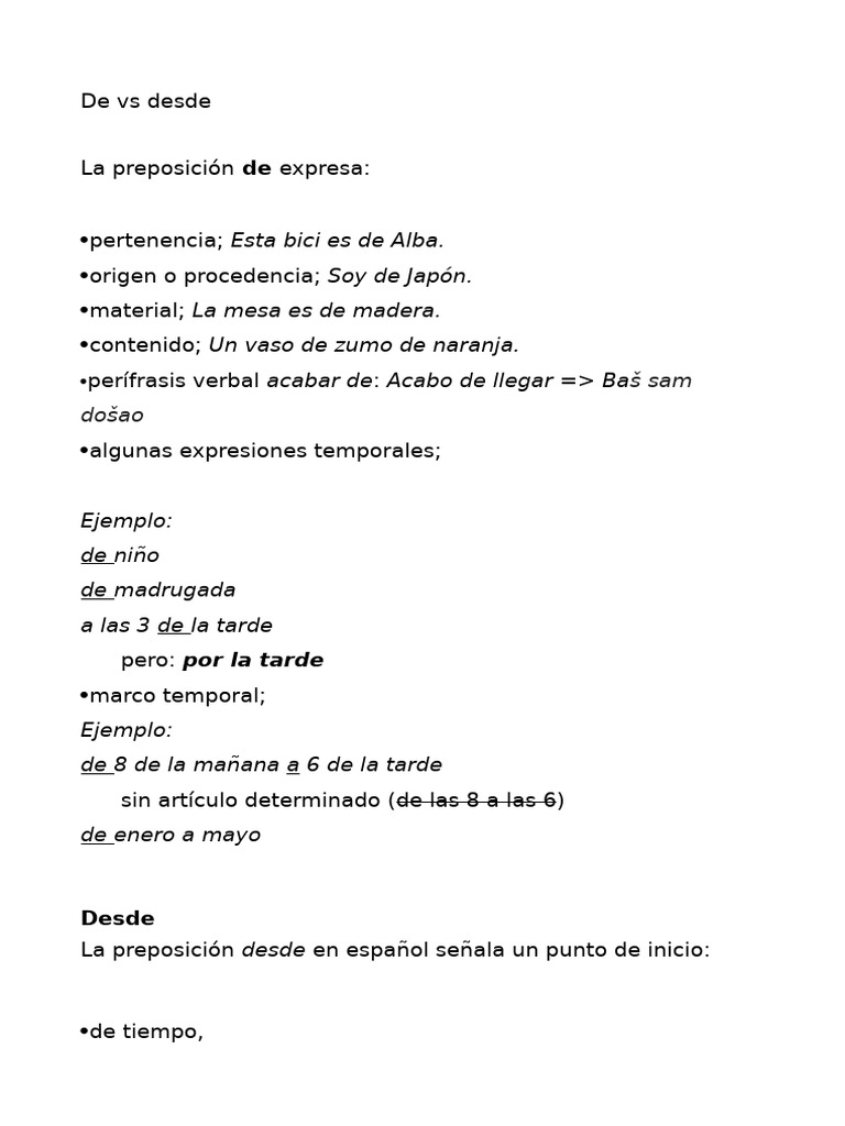 De o Desde | PDF
