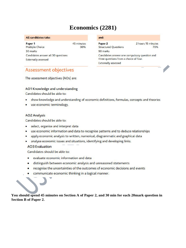 Economics O Level Paper Pattern | PDF | Economics | Causality