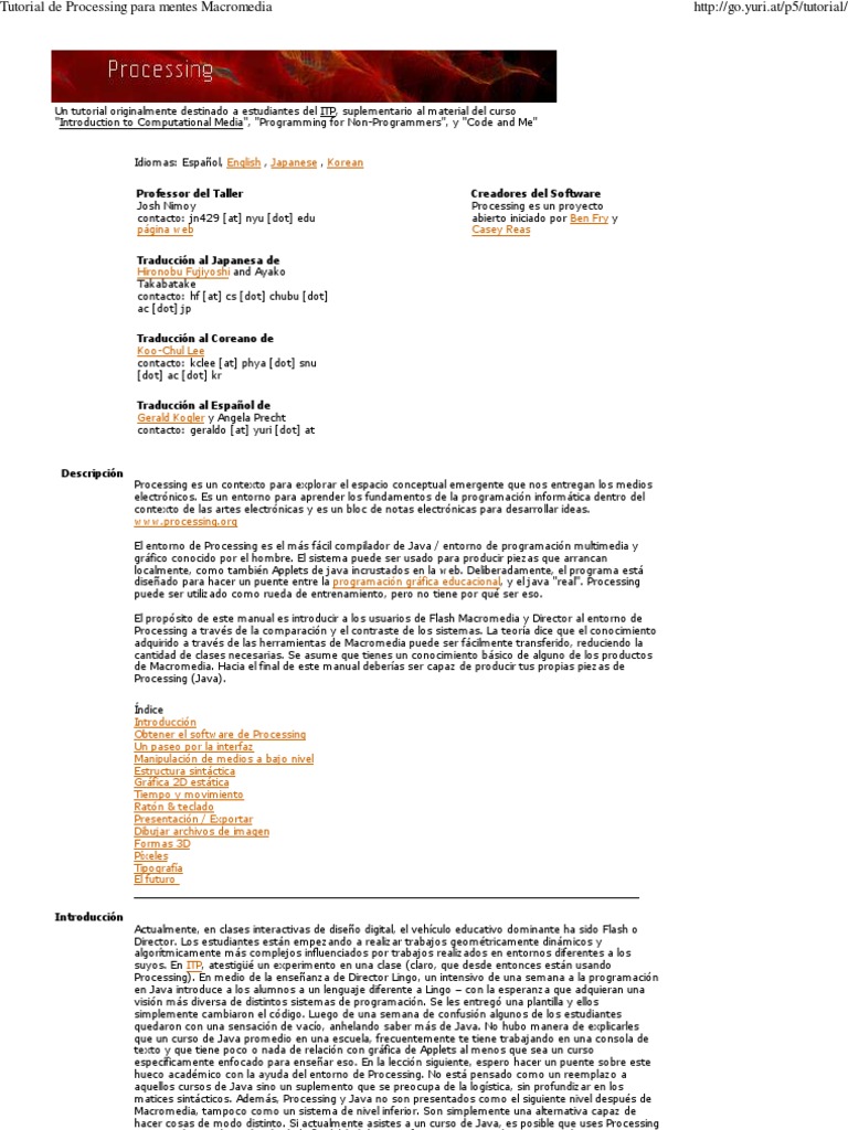 Tutorial de Processing para Macromedia | PDF | Java (lenguaje de ...
