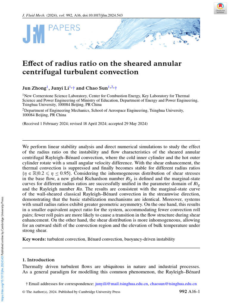 Radius Ratio Impact on Turbulent Convection | PDF | Convection | Velocity