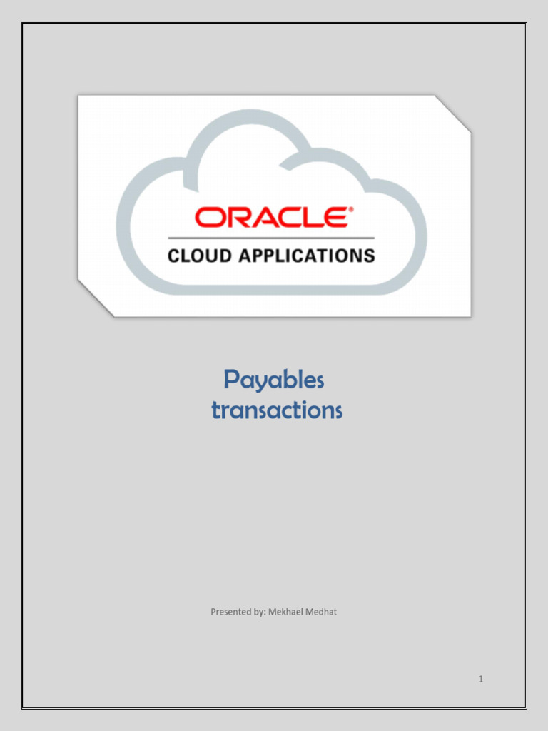 Oracle Payables transactions | PDF | Accounts Payable | Business