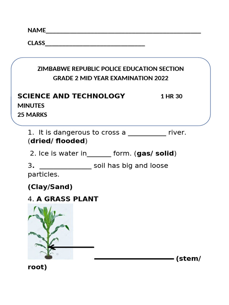 Grade 2 Science Exam Questions PDF | PDF