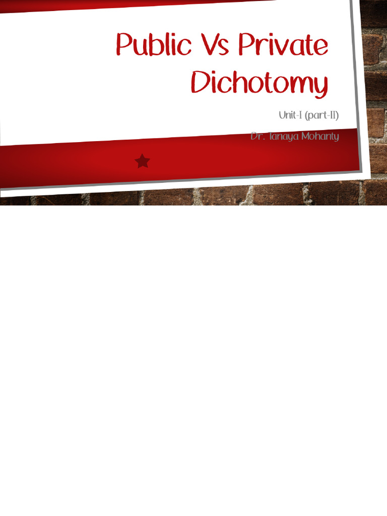 Public Private Dichotomy PDF