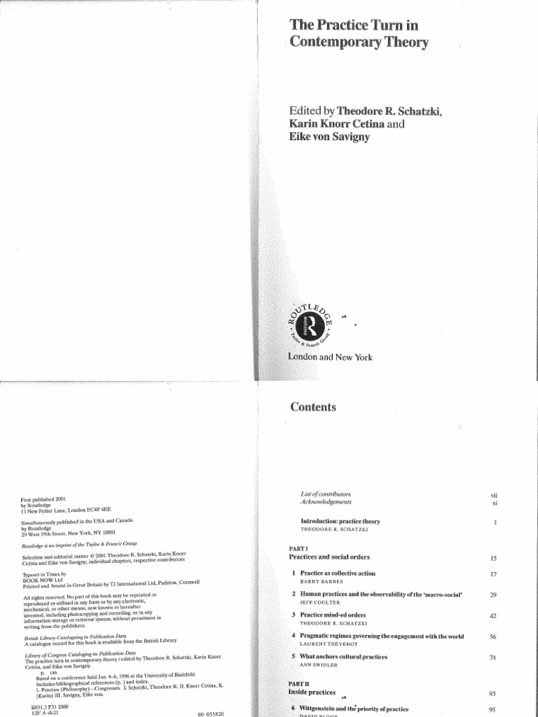 1a - SCHATZKI, Theodore R. Et Al. (1991) Practice Theory | PDF