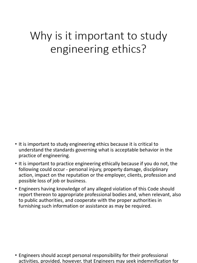 Why is It Important to Study Engineering Ethics | PDF