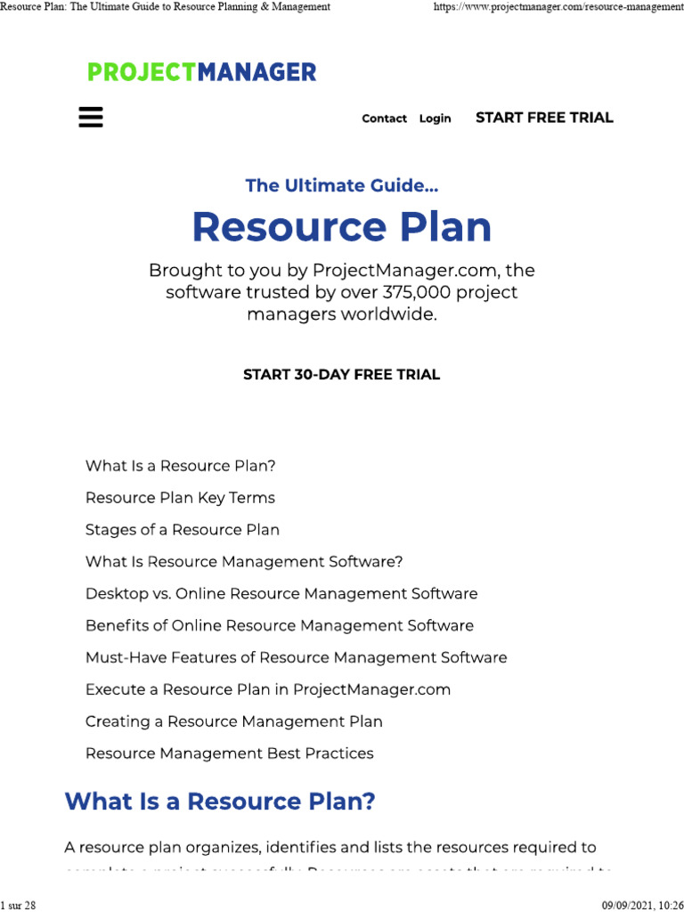 Resource Plan - The Ultimate Guide To Resource Planning & Management | PDF