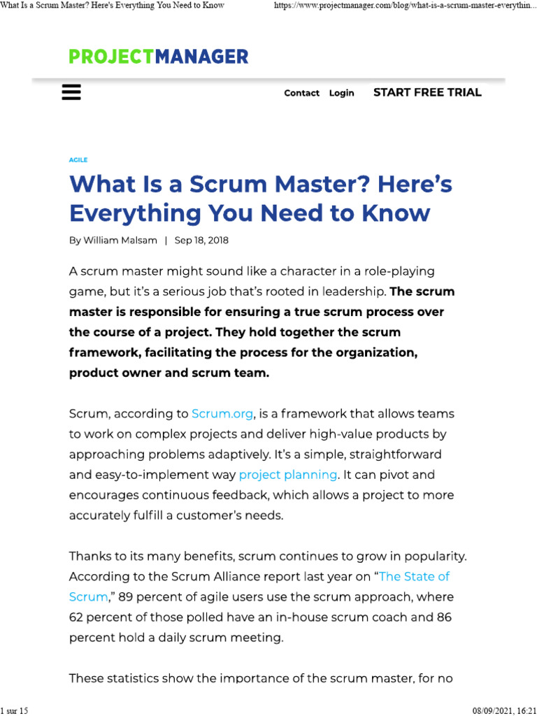 Scrum Master Here's Everything You Need To Know | PDF