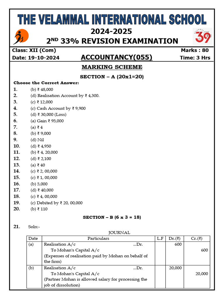 Xii - Accountancy Answer Key | PDF | Debits And Credits | Debt