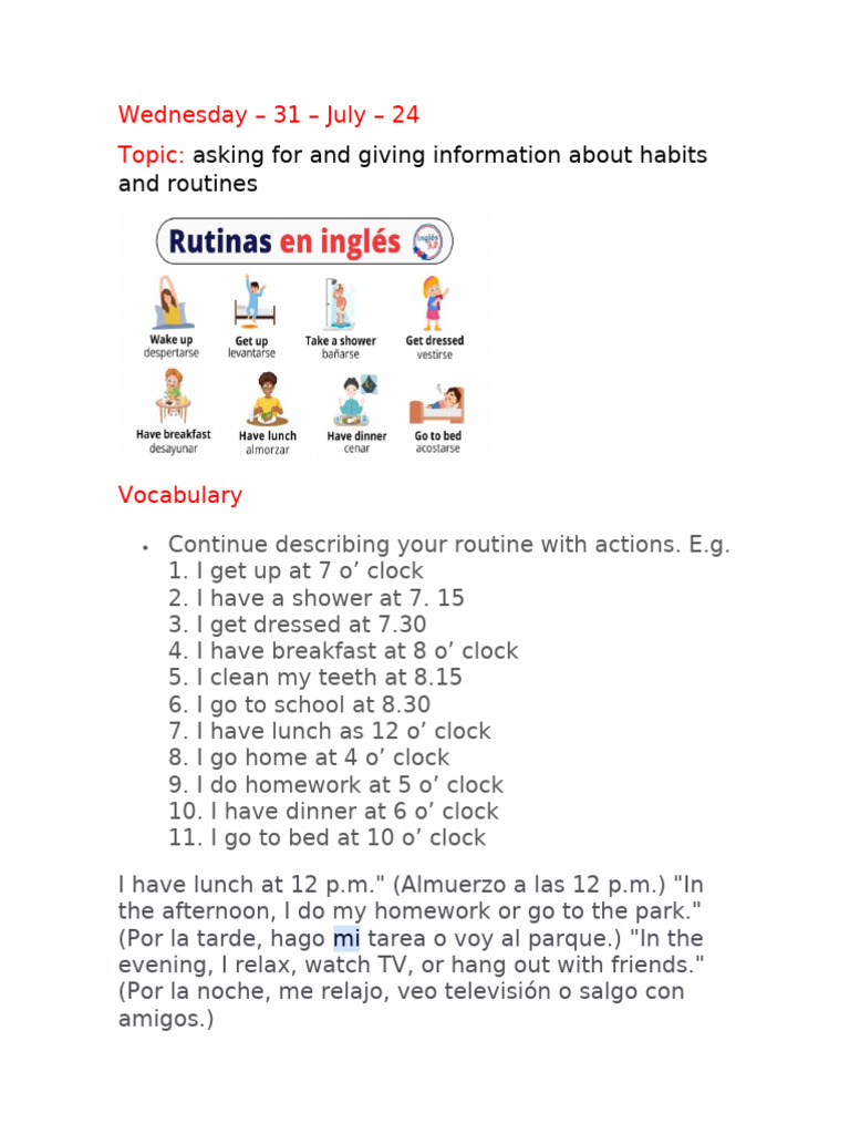 Daily Routines: Asking & Giving Info | PDF