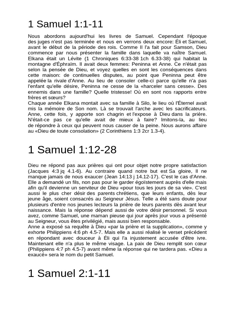 Naissance et appel de Samuel | PDF | David | Livres de Samuel