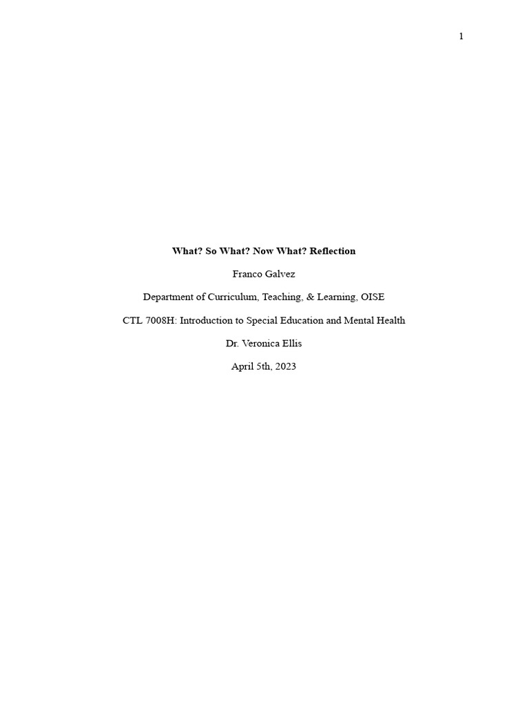 What - So What - Now What - Reflection | PDF | Teachers | Learning