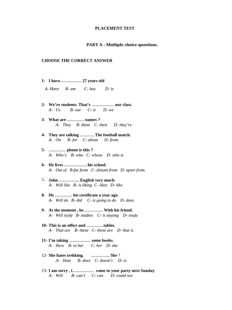 Placement Test | PDF