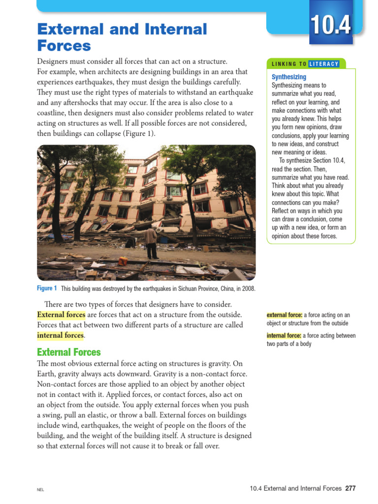 Lesson 10 4 External And Internal Forces Pdf Force Tension Physics