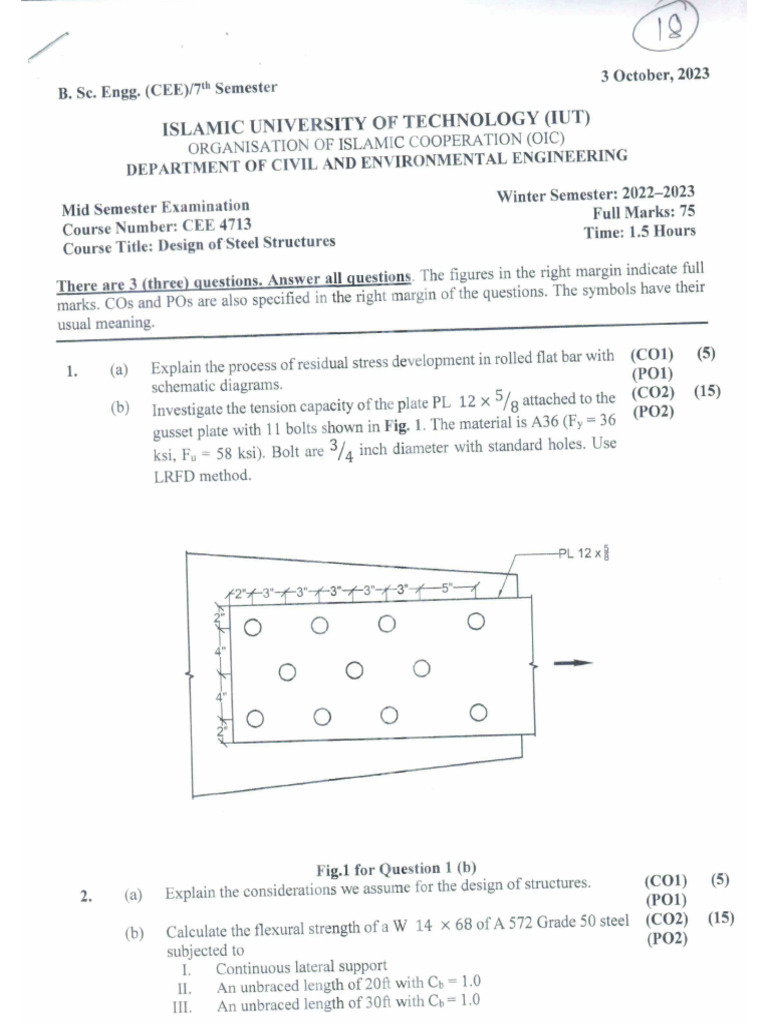 CEE 4713 (Design of Steel Structures) Mid Questions | PDF | Truss ...