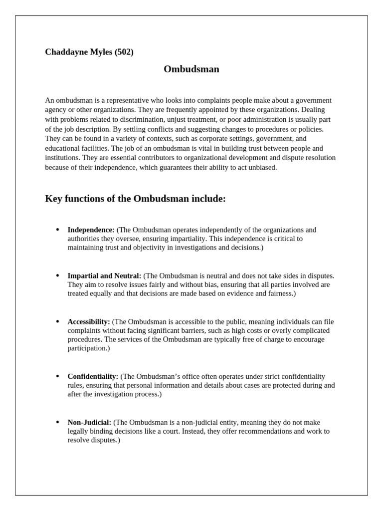 Ombudsman | PDF | Consumer Protection | Bias