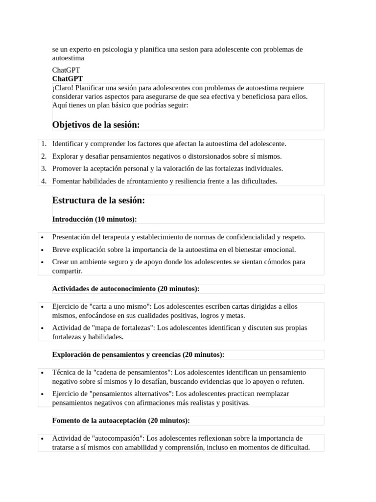Ejercicio de autoestima para adolescentes | PDF | Autoestima | Las ...