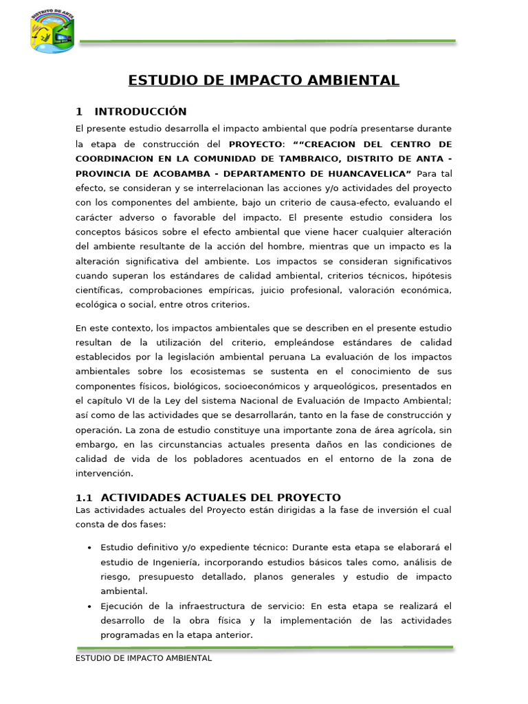 Impacto Ambiental | PDF | Evaluación de impacto ambiental | Entorno natural