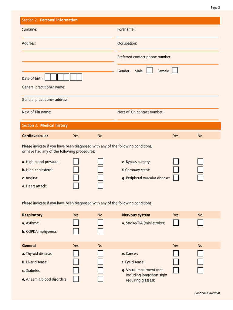 Health Questionnaire | PDF