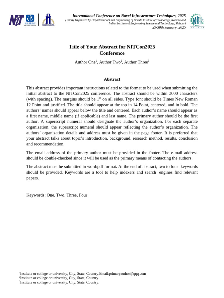 NITCon2025 Abstract Submission Guide | PDF | Abstract (Summary ...