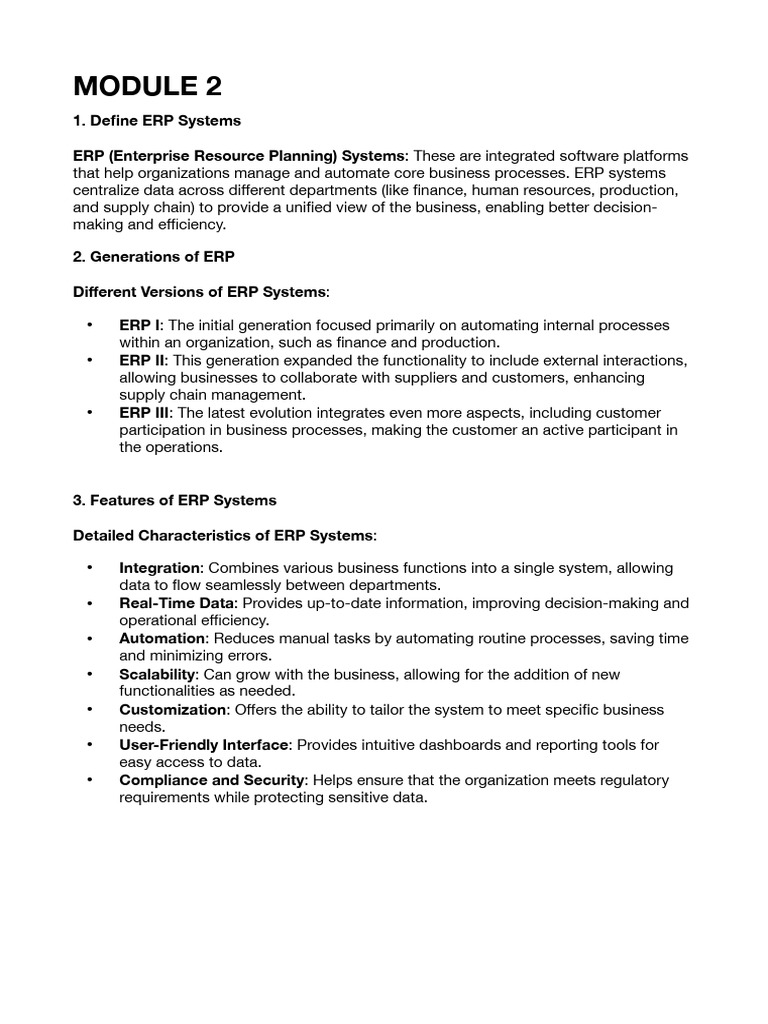 Understanding ERP Systems and Benefits | PDF | Enterprise Resource ...