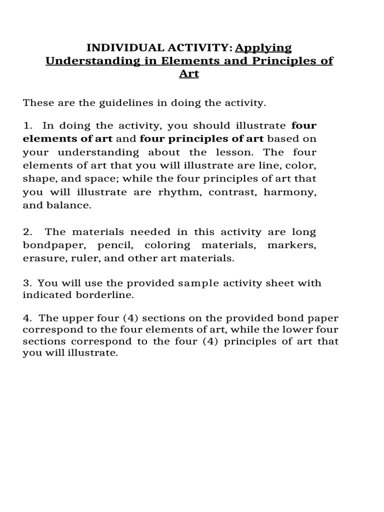 Art Elements and Principles Activity | PDF | Cognition | Behavior ...