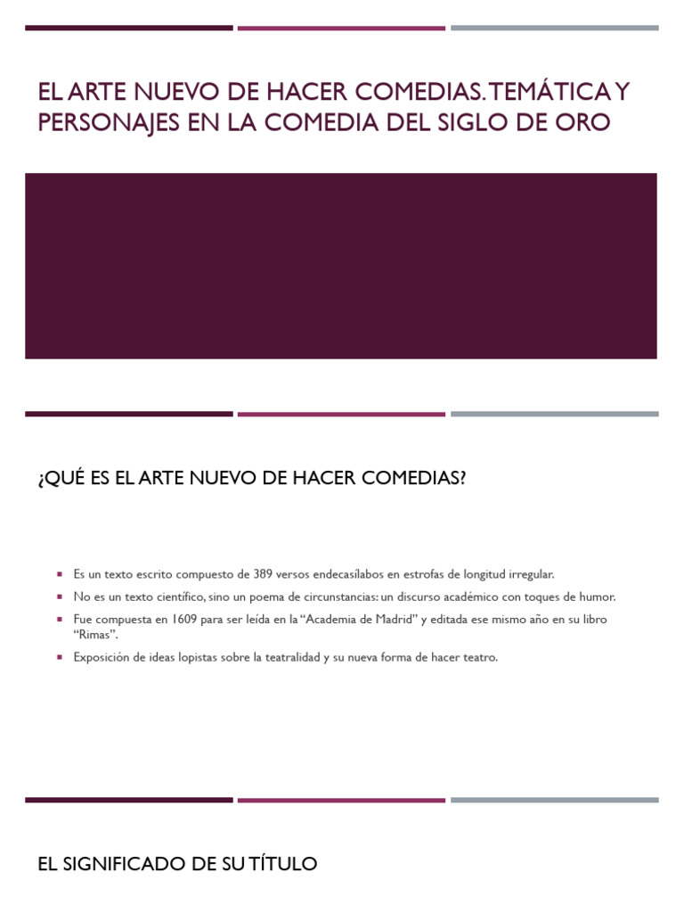 Arte nuevo en la comedia del Siglo de Oro | PDF | Comedia | Teatro