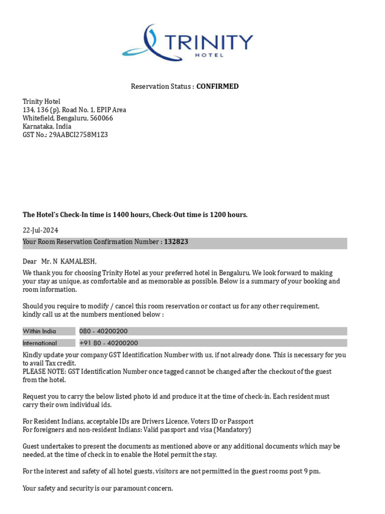 Reservation Status:: Confirmed | PDF | Identity Document | Legal Liability