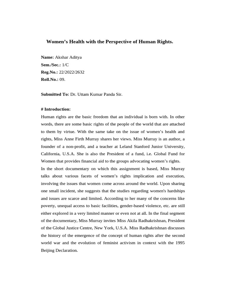 1 Women S Health and Rights C 09 | PDF | Violence | Gender Studies