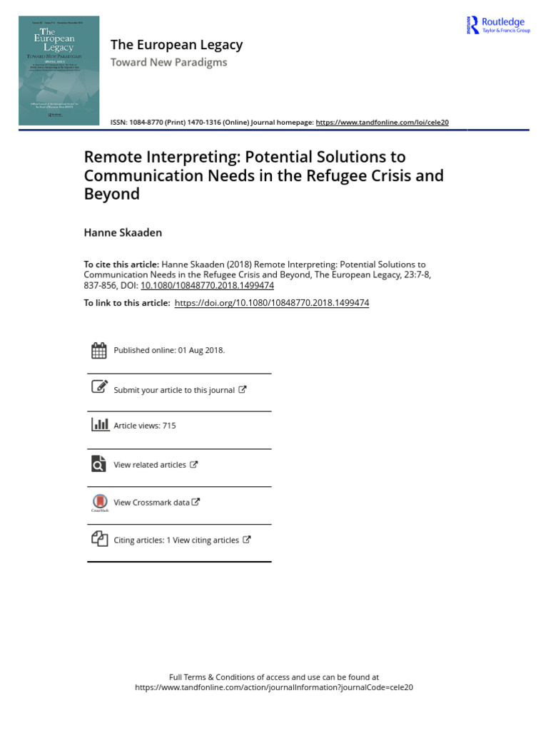 Remote Interpreting in Refugee Crises | PDF | Language Interpretation ...