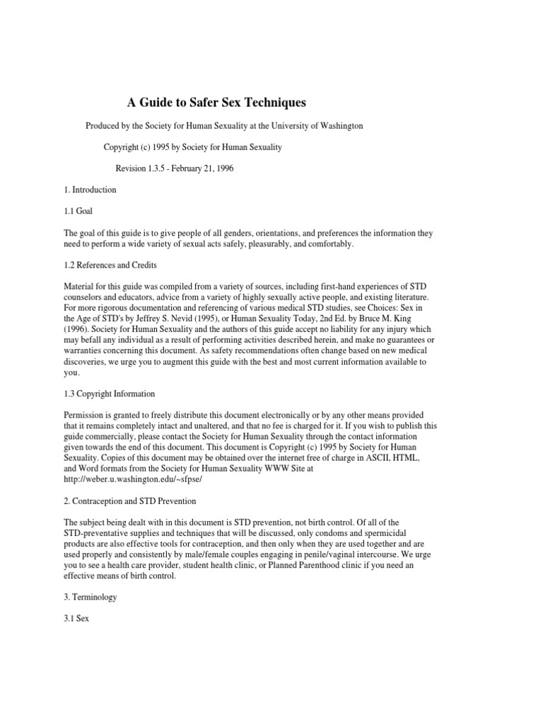 A Guide To Safe Sex Techniques | PDF | Safe Sex | Sexual Intercourse