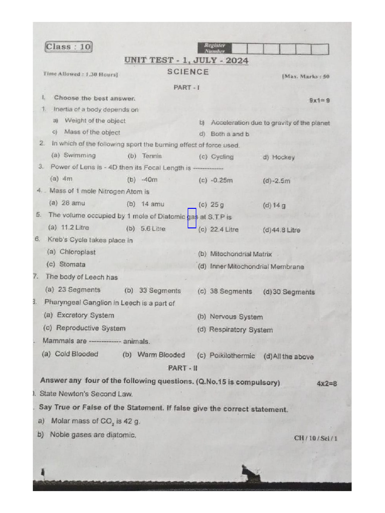 CLASS 10 SCIENCE CHAPTER 1 TEST PAPER PDF DOWNLOAD visual data 3