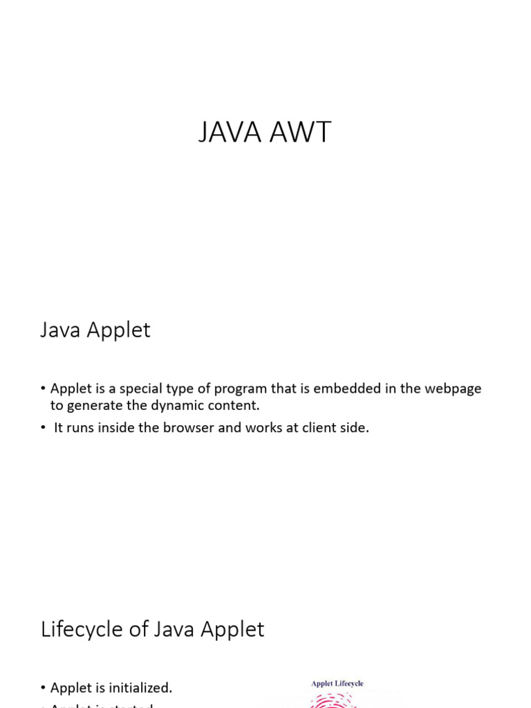 Java AWT Applet and Graphics Overview | PDF | Window (Computing ...
