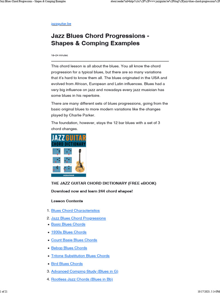 Jazz Blues Chords for Guitarists | PDF | Chord (Music) | Jazz