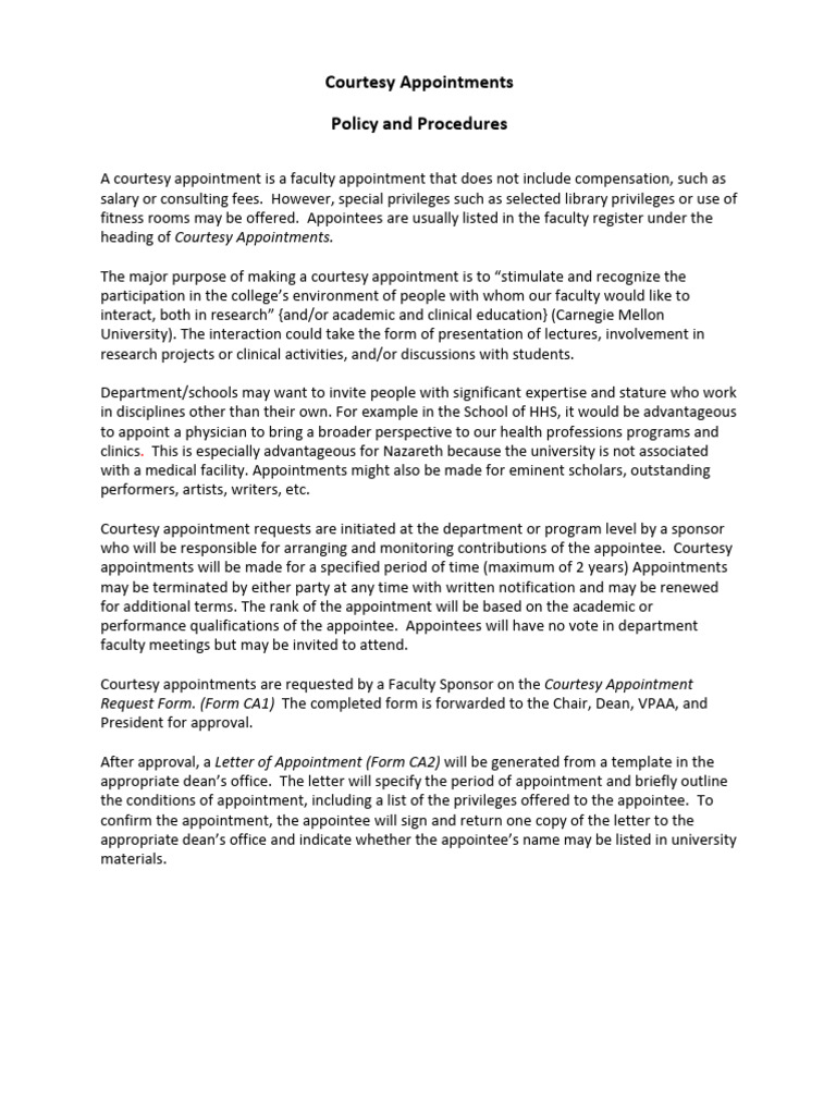 Understanding Courtesy Appointments | PDF