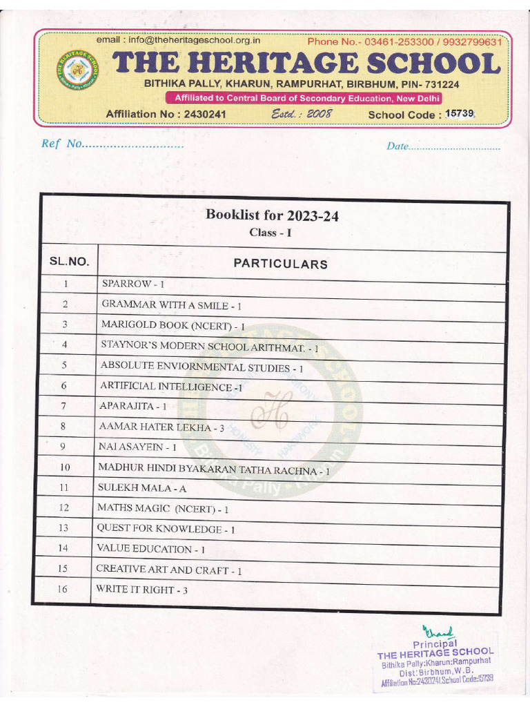 Booklist 2023 24jj | PDF