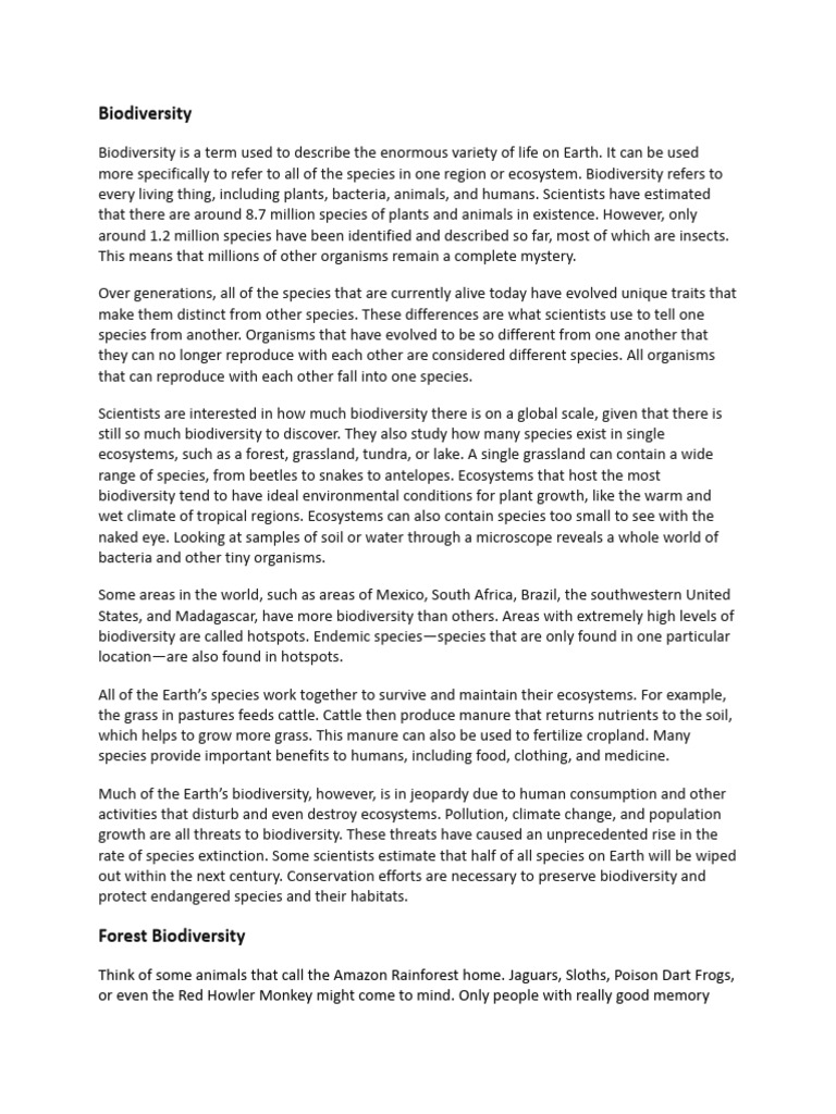 7.biodiversity and Forest Biodiversity | PDF | Forests | Biodiversity