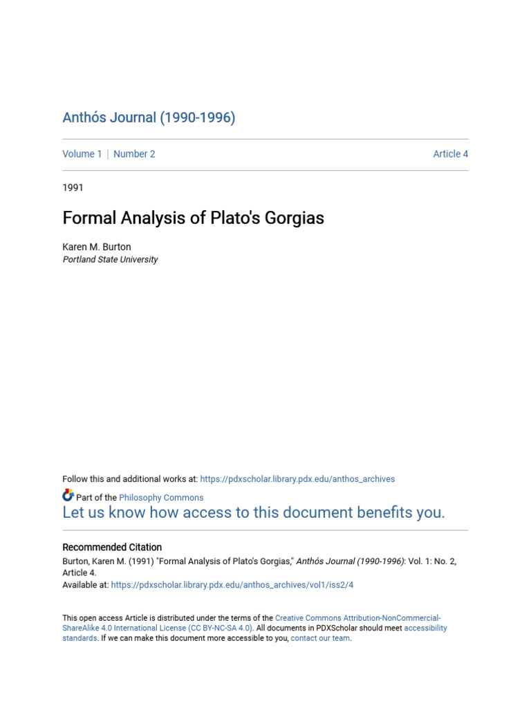 Formal Analysis Of Platos Gorgias Pdf Socrates Rhetoric