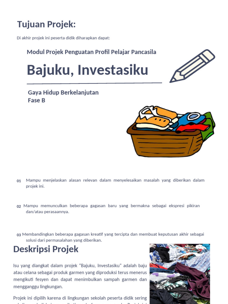 Modul Projek - Bajuku, Investasiku - Fase B (1) BU IMACULATA | PDF