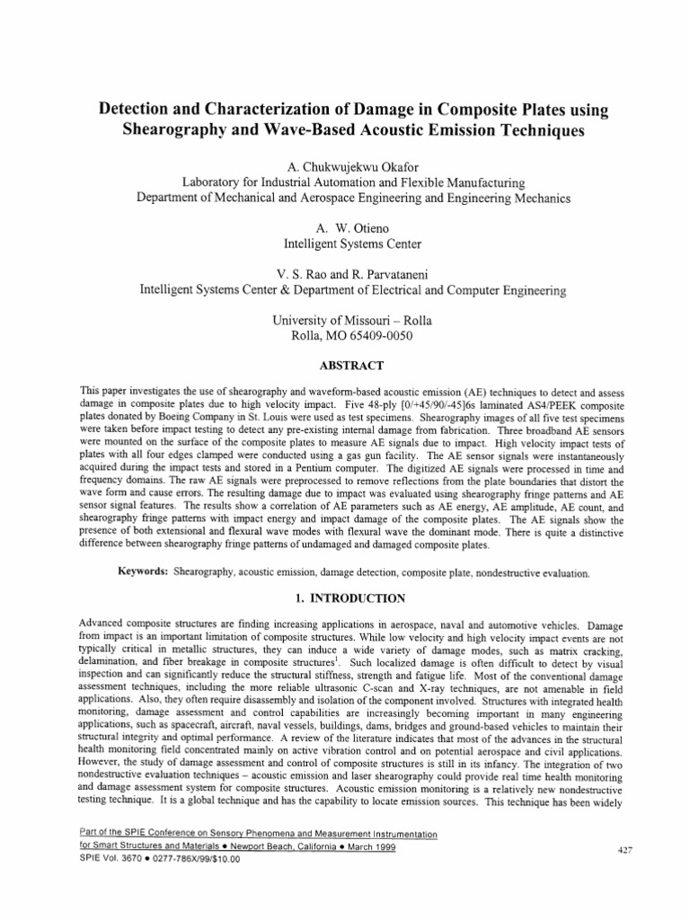 Detection and Characterization of Damage in Composite Plates Using ...