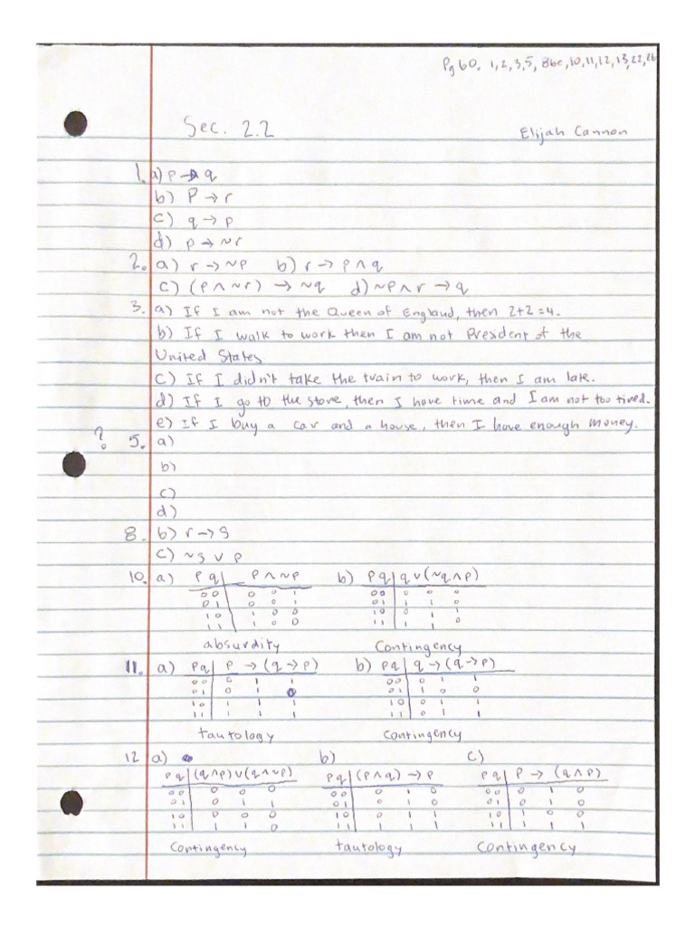 My Math Homework Sec. 2.2 | PDF