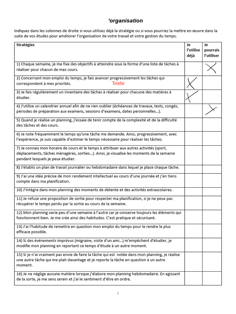 Stratégies d'organisation et gestion du temps | PDF | Planification ...