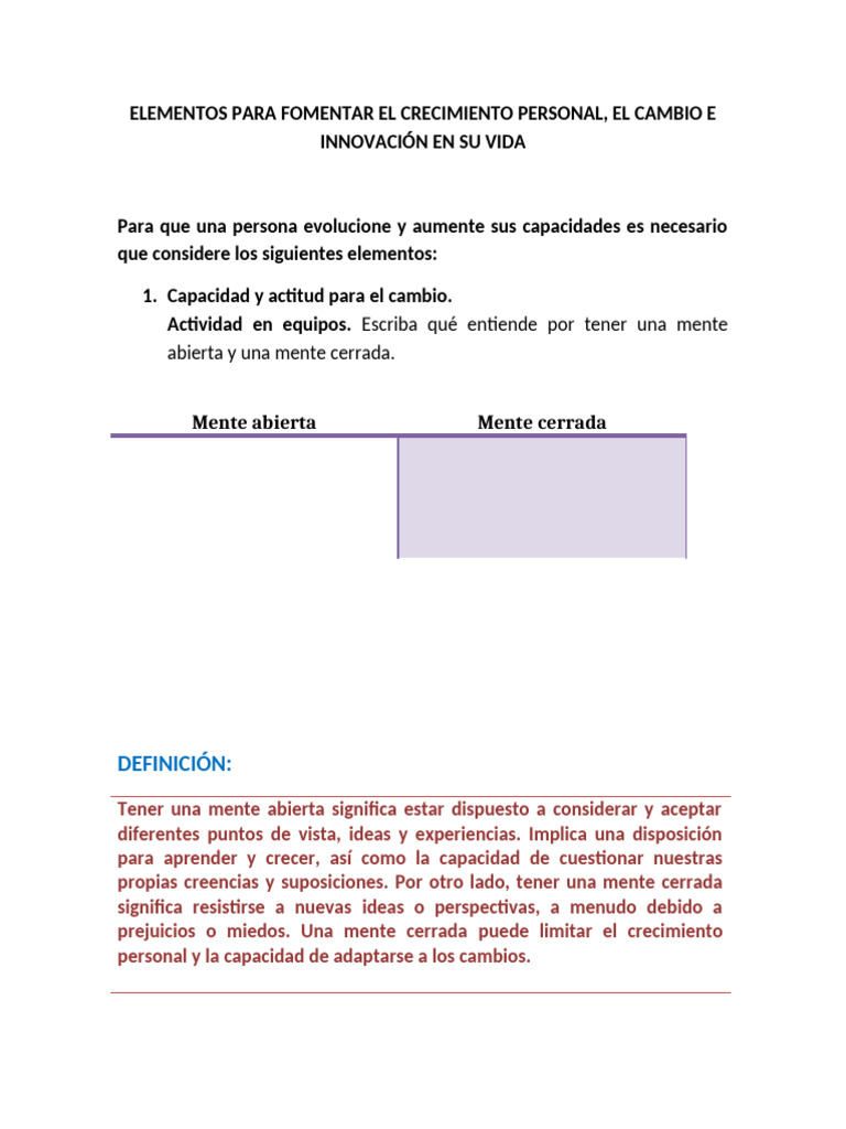 Opv-Elementos para Fomentar El Crecimiento Personal | PDF | Las ...