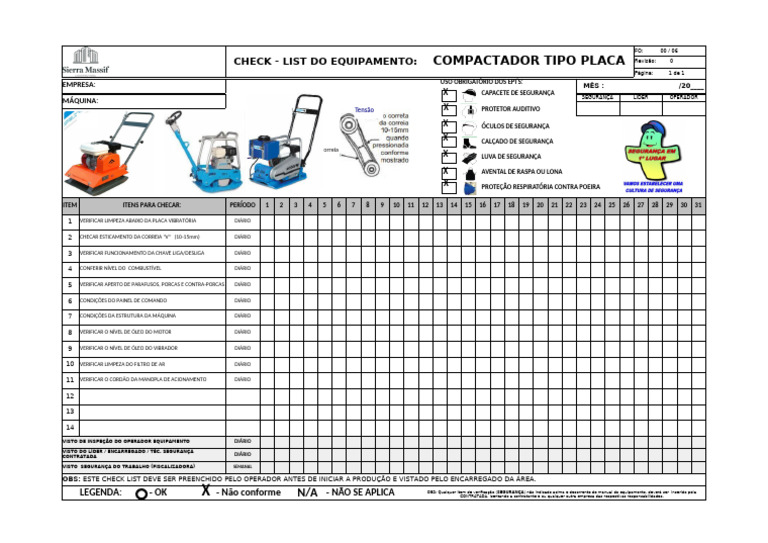 Checklist Diário para Compactador de Solo | PDF
