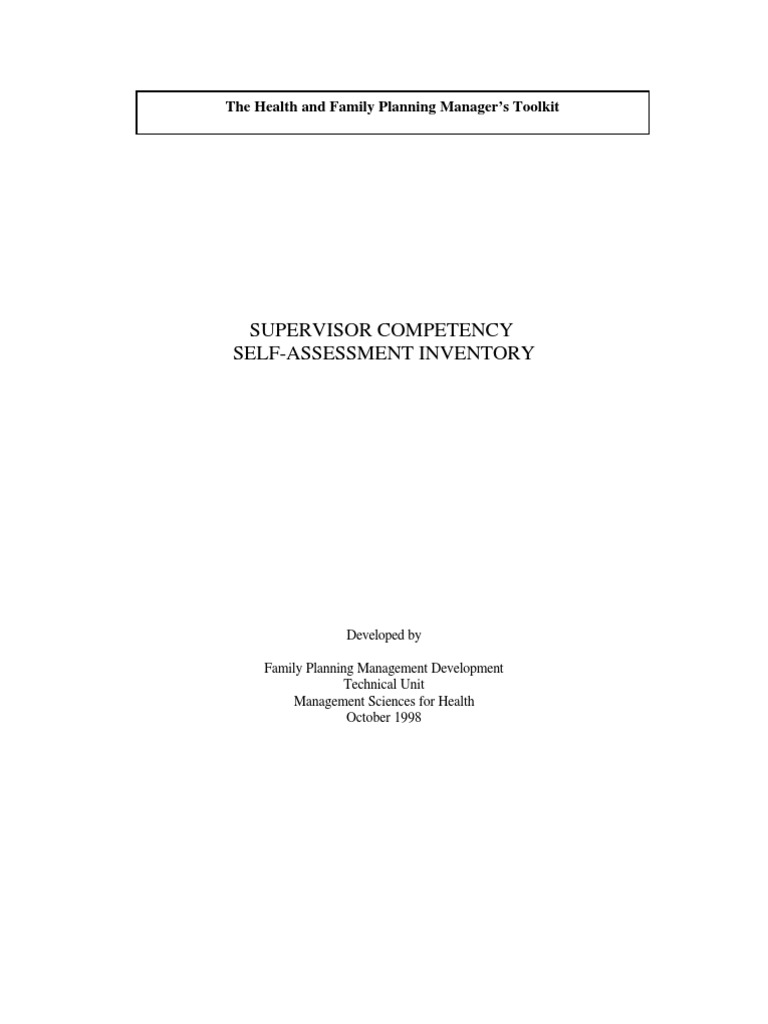 Supervisor Competency Self-Assessment Tool | PDF | Competence (Human ...