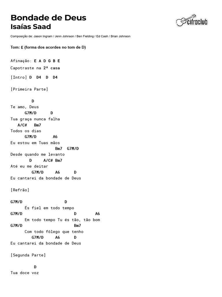 Cifras De Bondade De Deus Isaías Saad Pdf