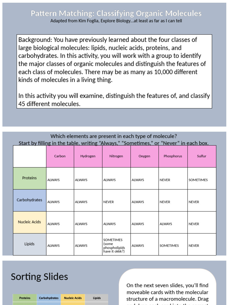 Classifying Organic Macromolecules | PDF | Nucleotides | Lipid