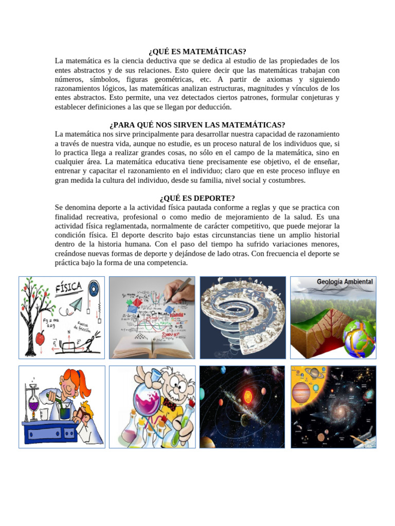 Matemáticas y Deporte: Conceptos Clave | PDF